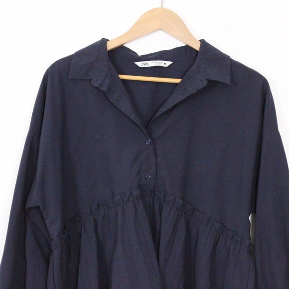 *Zara Peplum Navy Long Sleeve Blouse - Picture 6 of 9